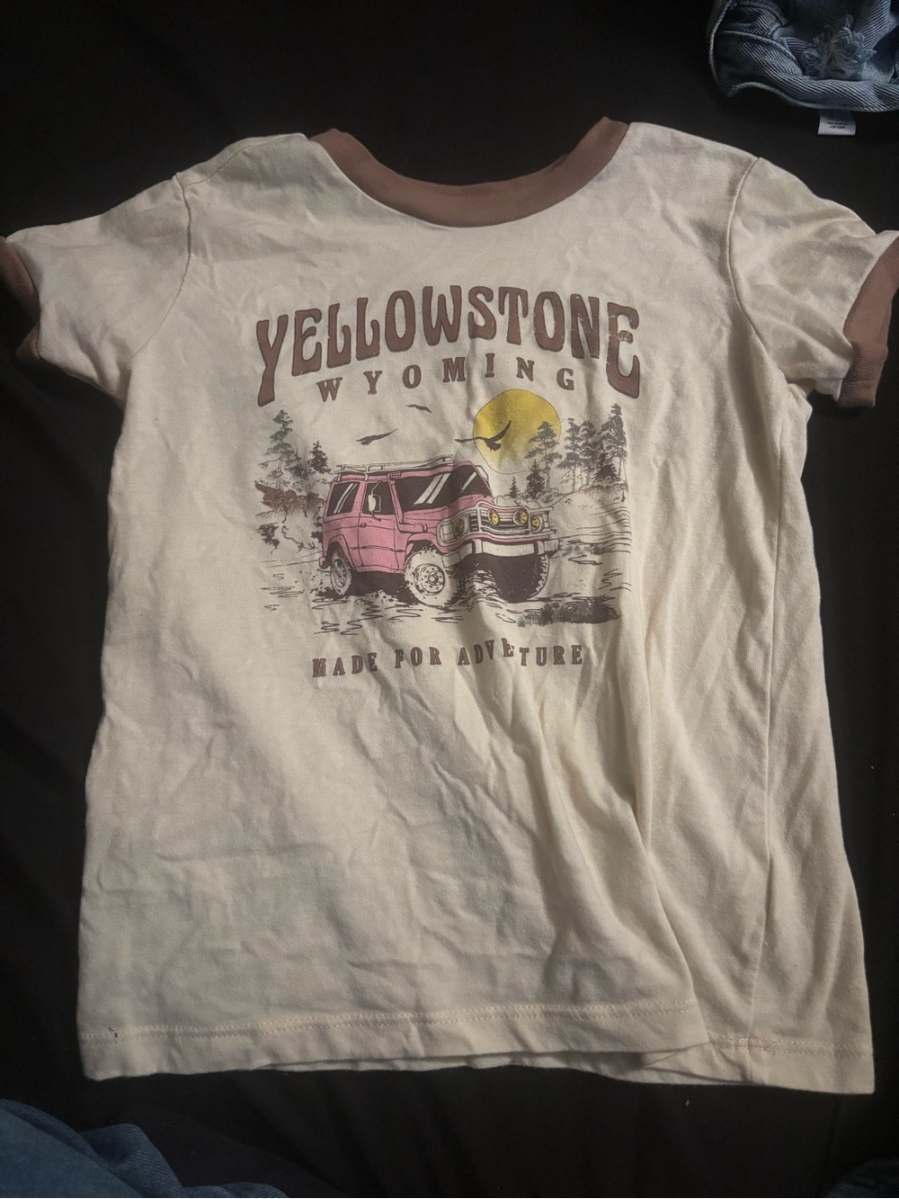 Full Tilt Cream Ringer Tee with Pink Jeep Graphic